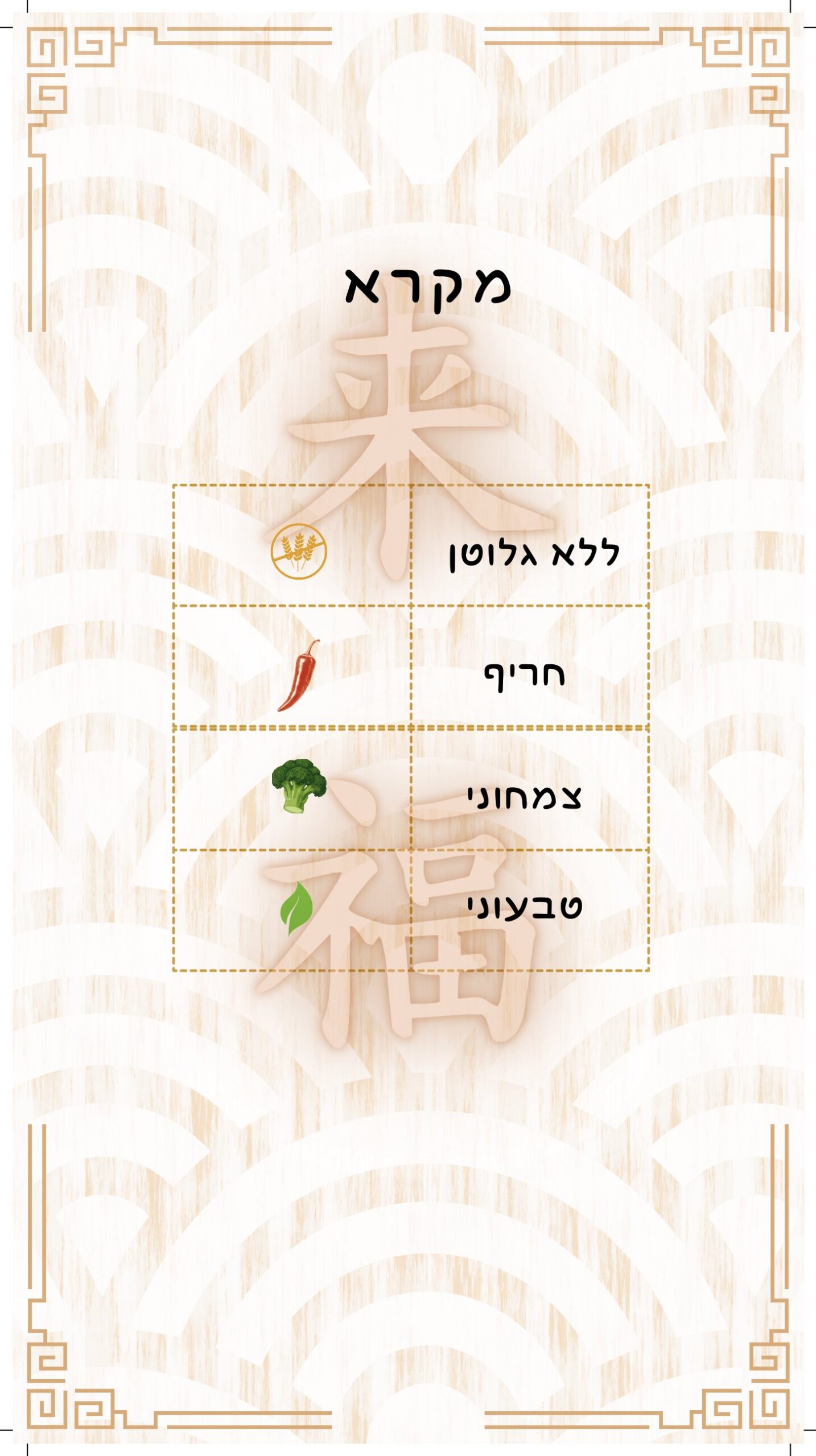 מקרא סימוני מנות